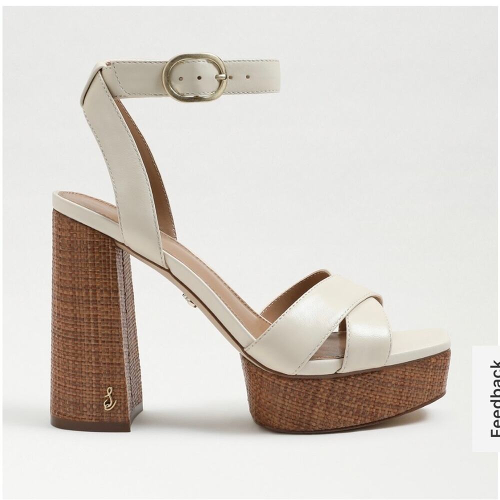 Sam Edelman Cream Platform Block Heel Sandals Size 9 NWT leather - Picture 4 of 13